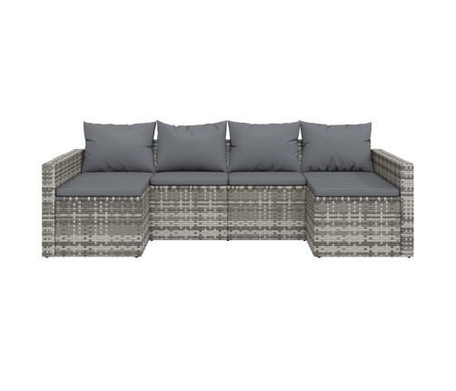 Set de muebles de jardín 2 pzas cojines ratán sintético gris