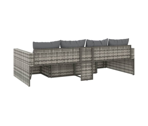 Set de muebles de jardín 2 pzas cojines ratán sintético gris