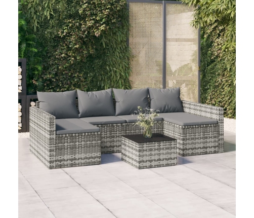 Set de muebles de jardín 2 pzas cojines ratán sintético gris
