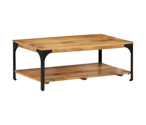 Mesa de centro con 2 alturas acero y madera mango 100x55x38 cm