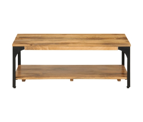 Mesa de centro con 2 alturas acero y madera mango 100x55x38 cm