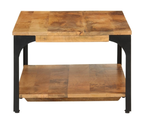 Mesa de centro con 2 alturas acero y madera mango 100x55x38 cm