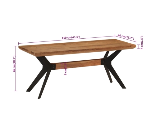 Banco de comedor madera maciza acacia y acero 110x40x46 cm