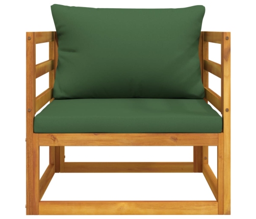 Sillón de jardín madera maciza acacia con cojines verde