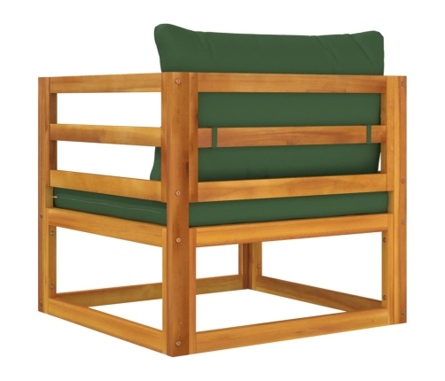 Sillón de jardín madera maciza acacia con cojines verde