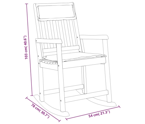 Silla mecedora con cojines madera maciza acacia