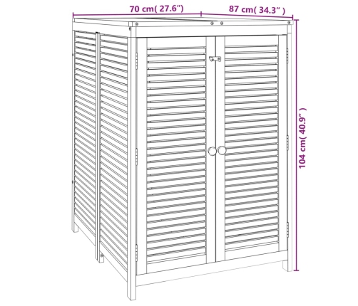 Caja de almacenaje de jardín madera maciza acacia 70x87x104 cm