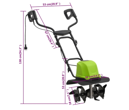 Motocultor eléctrico para jardín con 4 cuchillas 800 W