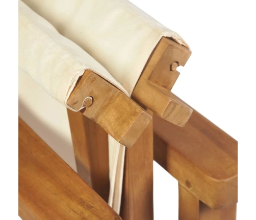 Sillas de director plegables 2 uds madera maciza teca crema