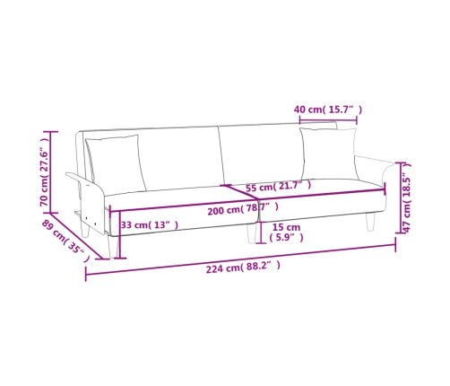 vidaXL Sofá cama con reposabrazos tela gris oscuro