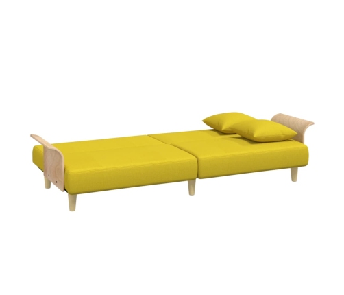 Sofá cama con reposabrazos tela amarillo claro