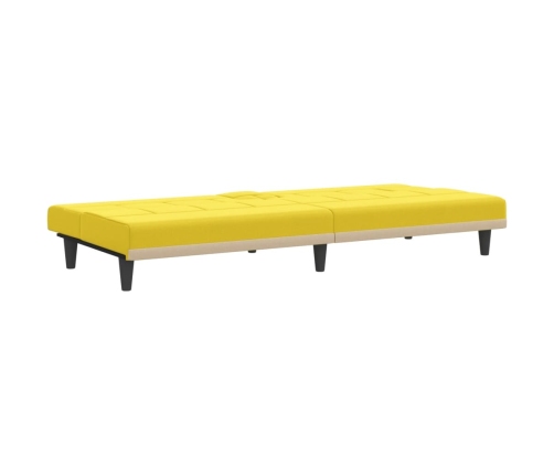 Sofá cama con portavasos tela amarillo claro