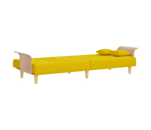 Sofá cama con reposabrazos tela amarillo claro