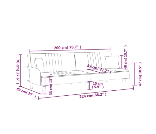 Sofá cama con reposabrazos tela gris taupe