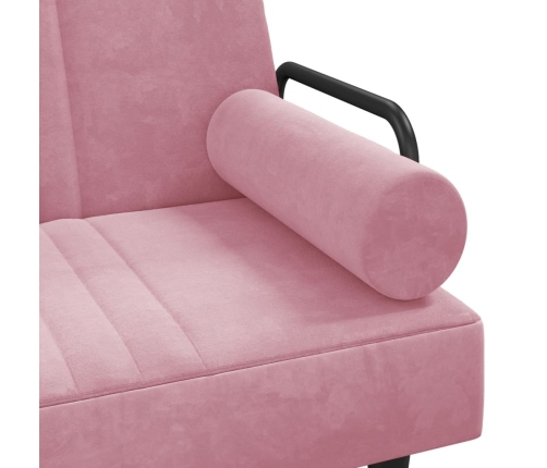 Sofá cama con reposabrazos terciopelo rosa