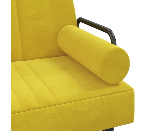 Sofá cama con reposabrazos terciopelo amarillo