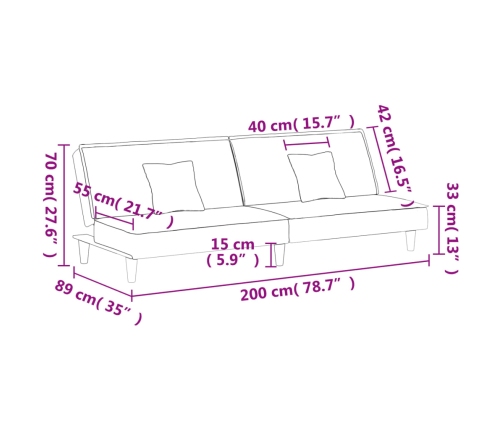 vidaXL Sofá cama de tela color crema