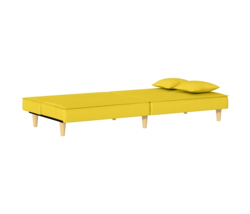 Sofá cama de tela amarillo claro