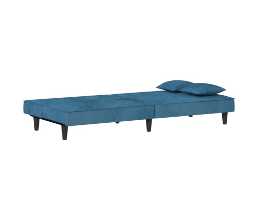 Sofá cama de terciopelo azul