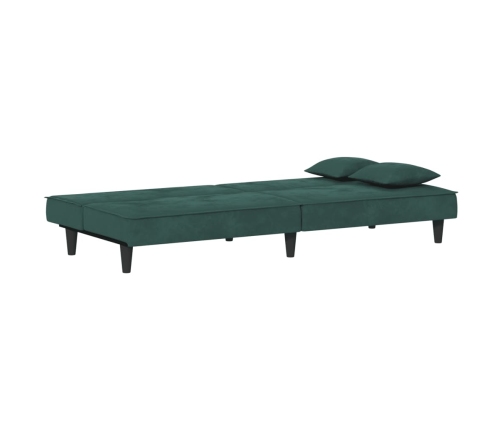 Sofá cama de terciopelo verde oscuro