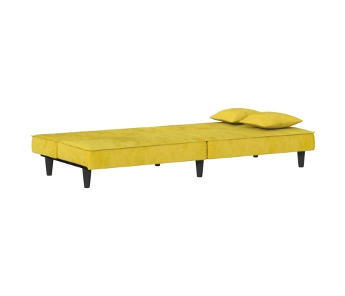 Sofá cama de terciopelo amarillo