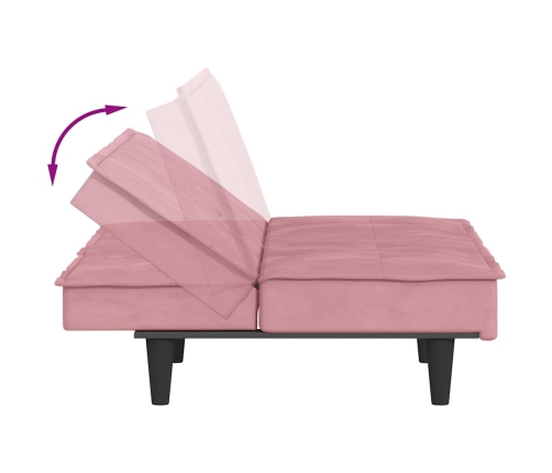 Sofá cama con portavasos terciopelo rosa