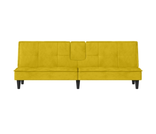 Sofá cama con portavasos terciopelo amarillo