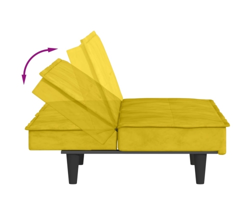 Sofá cama con portavasos terciopelo amarillo