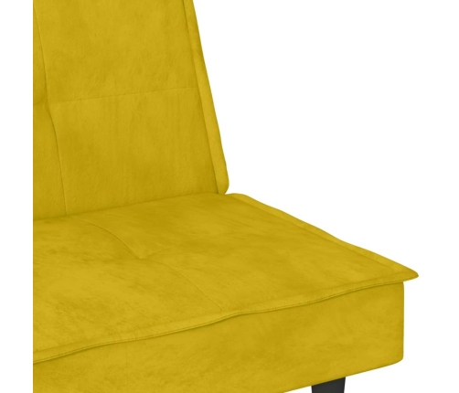 Sofá cama con portavasos terciopelo amarillo