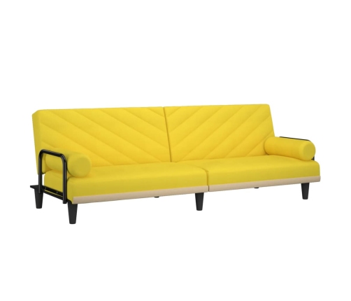 Sofá cama con reposabrazos tela amarillo claro