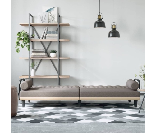 Sofá cama con reposabrazos tela gris taupe