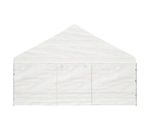 Cenador con techo polietileno blanco 5,88x2,23x3,75 m