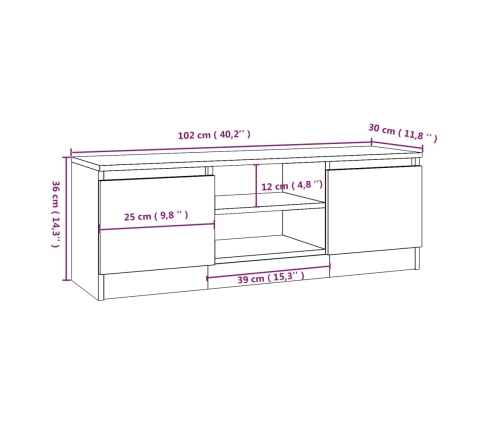 vidaXL Mueble de TV con puerta negro 102x30x36 cm