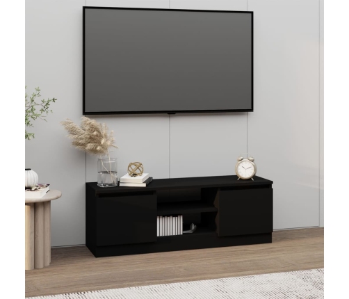 vidaXL Mueble de TV con puerta negro 102x30x36 cm