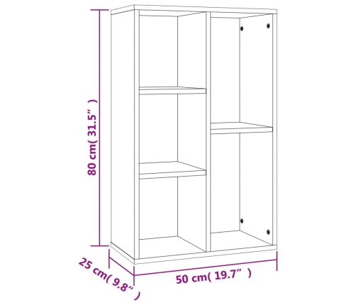 vidaXL Estantería/Aparador madera contrachapada roble humo 50x25x80 cm