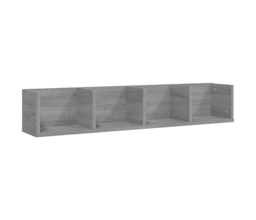 Estante de pared para CD madera contrachapada gris 100x18x18 cm