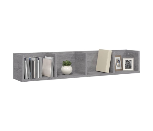 vidaXL Estante de pared para CD madera contrachapada gris 100x18x18 cm