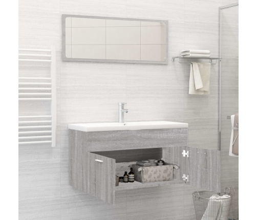 Set de muebles de baño 2 pzas madera contrachapada gris sonoma