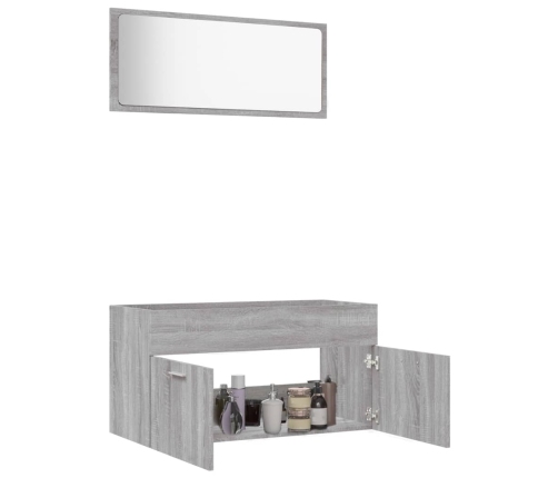 Set de muebles de baño 2 pzas madera contrachapada gris sonoma