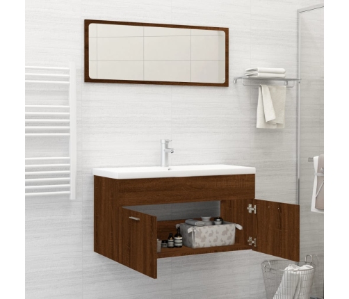 Set de muebles baño 2 pzas madera contrachapada marrón roble