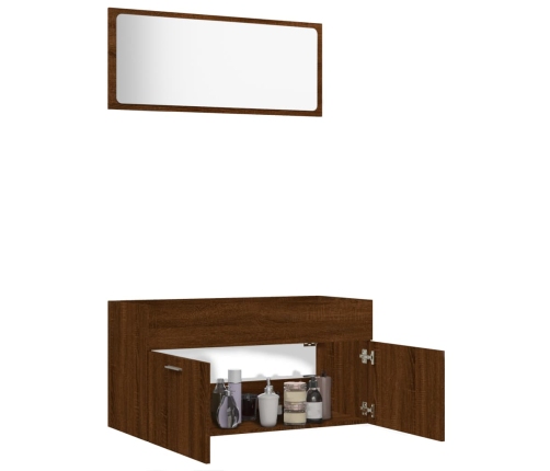 Set de muebles baño 2 pzas madera contrachapada marrón roble