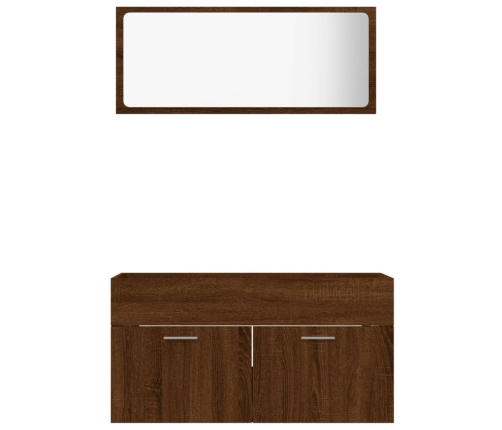 Set de muebles baño 2 pzas madera contrachapada marrón roble