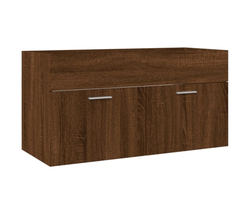 Set de muebles baño 2 pzas madera contrachapada marrón roble