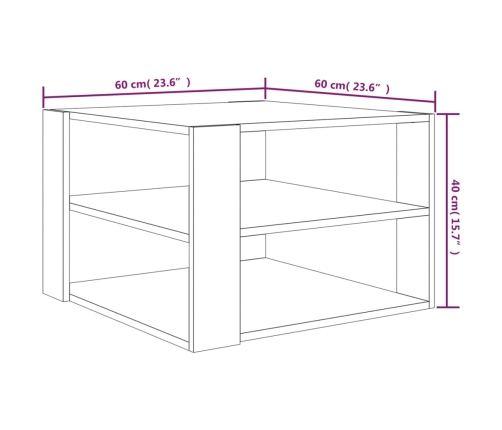 Mesa de centro madera contrachapada roble ahumado 60x60x40 cm