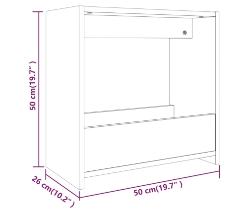 Mesa auxiliar madera contrachapada roble ahumado 50x26x50 cm