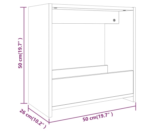 Mesa auxiliar madera contrachapada roble marrón 50x26x50 cm