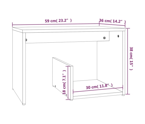 Mesa auxiliar madera contrachapada gris Sonoma 59x36x38 cm