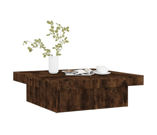 Mesa de centro madera contrachapada roble ahumado 90x90x28 cm