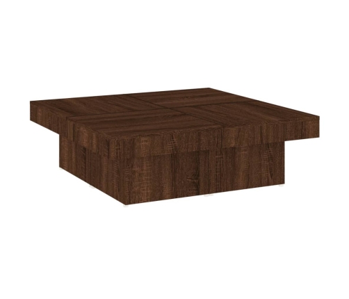 Mesa de centro de madera contrachapada roble marrón 90x90x28 cm