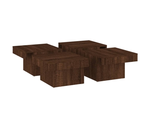 Mesa de centro de madera contrachapada roble marrón 90x90x28 cm